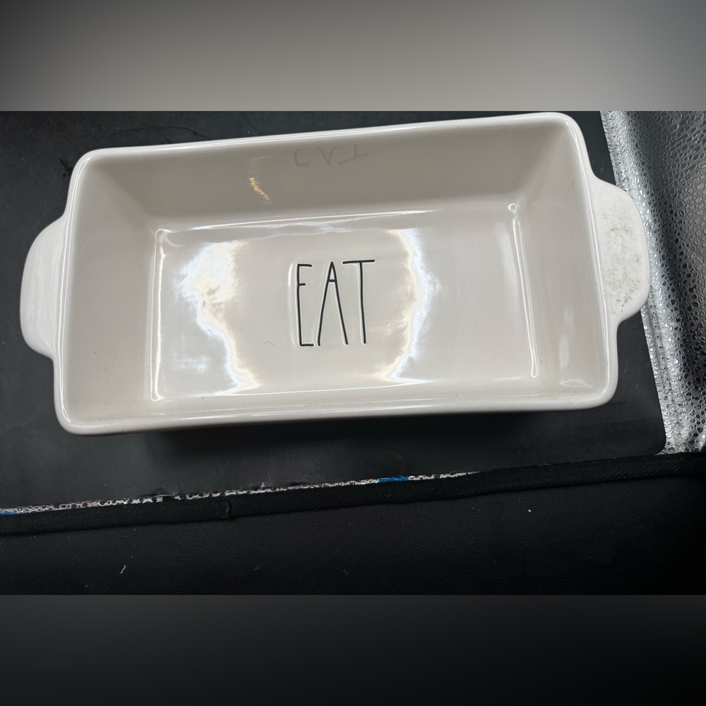 Rae Dunn Casserole Dish "EAT" » Rae Dunn Kitchen Farmhouse Serving Dish EUC HTF